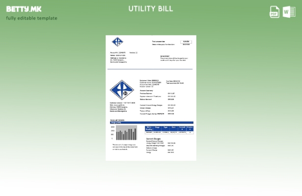 модерен стил Босна и Херцеговина Електропривреда БиХ шаблон за комунални сметки 